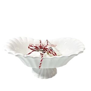 NEW Mud Pie White Christmas OH SUGAR SUGAR Scalloped Candy Dish w/Scoop